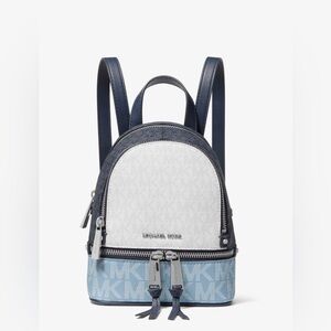 Michael Kors Rhea Mini Color-Block Logo Backpack Blue chambray Navy